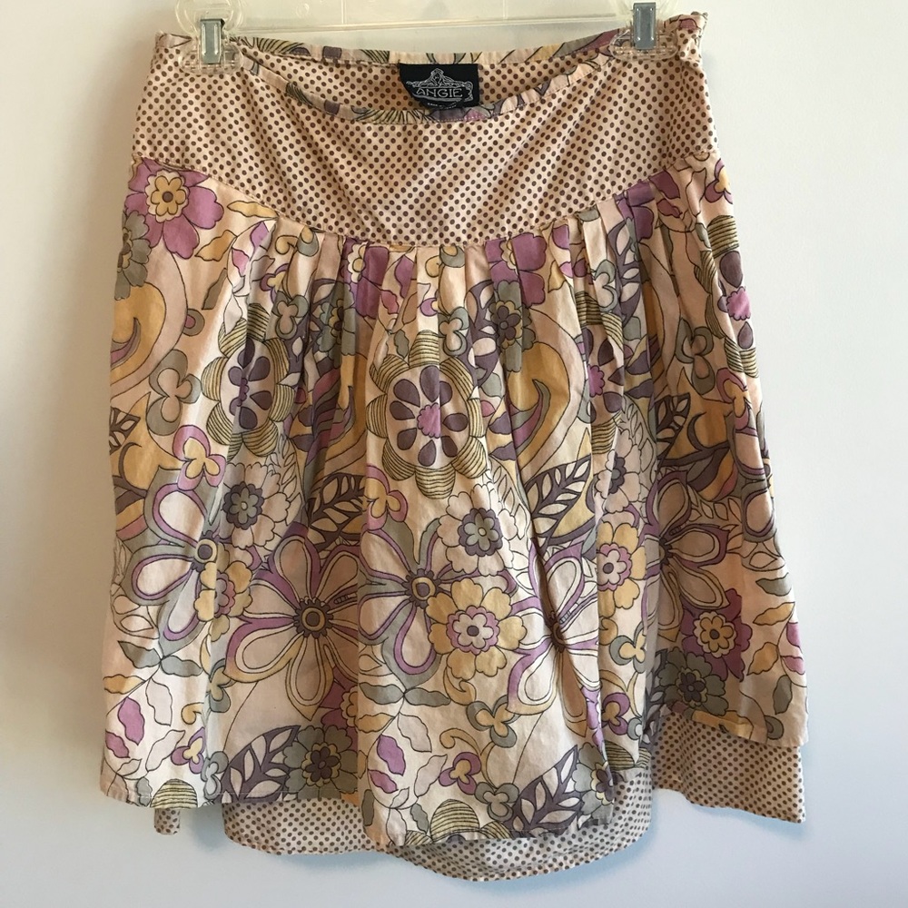 Angie Purple and Beige Floral Skirt Size Small